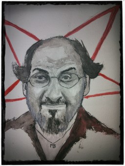 Retrato de Salman Rushdie por Matías Noel