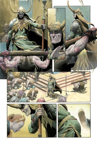 Interior del cómic, con Loki triunfal